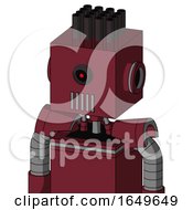 Poster, Art Print Of Red Droid With Box Head And Vent Mouth And Black Cyclops Eye And Pipe Hair