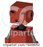 Red Automaton With Box Head And Happy Mouth And Angry Eyes