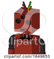 Poster, Art Print Of Red Automaton With Box Head And Happy Mouth And Three-Eyed And Wire Hair