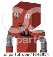 Red Automaton With Box Head And Happy Mouth And Two Eyes