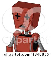 Poster, Art Print Of Red Automaton With Box Head And Sad Mouth And Plus Sign Eyes