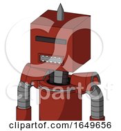 Poster, Art Print Of Red Automaton With Box Head And Square Mouth And Black Visor Cyclops And Spike Tip