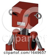 Poster, Art Print Of Red Automaton With Box Head And Teeth Mouth And Angry Eyes