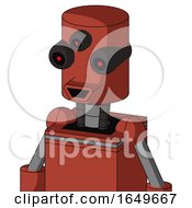 Poster, Art Print Of Red Automaton With Cylinder Head And Happy Mouth And Three-Eyed