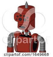 Poster, Art Print Of Red Automaton With Cylinder Head And Round Mouth And Bug Eyes And Spike Tip