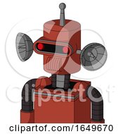 Poster, Art Print Of Red Automaton With Cylinder Head And Speakers Mouth And Visor Eye And Single Antenna