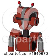 Poster, Art Print Of Red Automaton With Droid Head And Black Visor Cyclops And Double Led Antenna
