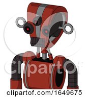 Poster, Art Print Of Red Automaton With Droid Head And Dark Tooth Mouth And Three-Eyed