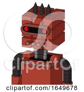 Poster, Art Print Of Red Automaton With Cube Head And Pipes Mouth And Visor Eye And Three Dark Spikes