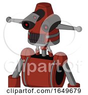 Poster, Art Print Of Red Automaton With Cone Head And Dark Tooth Mouth And Three-Eyed