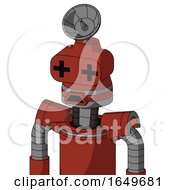 Poster, Art Print Of Red Automaton With Cone Head And Sad Mouth And Plus Sign Eyes And Radar Dish Hat