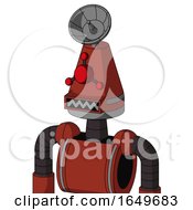 Poster, Art Print Of Red Automaton With Cone Head And Square Mouth And Cyclops Compound Eyes And Radar Dish Hat
