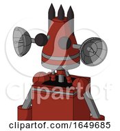 Poster, Art Print Of Red Automaton With Cone Head And Two Eyes And Three Dark Spikes