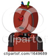 Poster, Art Print Of Red Automaton With Bubble Head And Round Mouth And Angry Cyclops Eye And Wire Hair