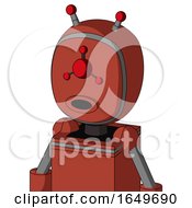 Poster, Art Print Of Red Automaton With Bubble Head And Round Mouth And Cyclops Compound Eyes And Double Led Antenna