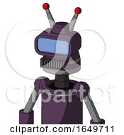 Purple Mech With Cone Head And Square Mouth And Large Blue Visor Eye And Double Led Antenna