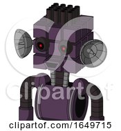 Purple Mech With Cube Head And Happy Mouth And Black Glowing Red Eyes And Pipe Hair
