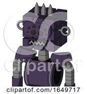 Purple Mech With Cube Head And Square Mouth And Bug Eyes And Three Spiked