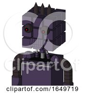 Purple Mech With Cube Head And Toothy Mouth And Red Eyed And Three Dark Spikes