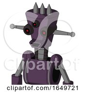 Purple Mech With Cylinder Conic Head And Happy Mouth And Three Eyed And Three Spiked