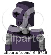 Purple Mech With Cylinder Head And Speakers Mouth And Plus Sign Eyes