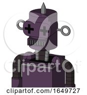 Purple Mech With Cylinder Head And Square Mouth And Plus Sign Eyes And Spike Tip