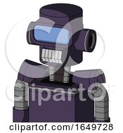 Purple Mech With Cylinder Head And Teeth Mouth And Large Blue Visor Eye