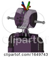 Purple Mech With Multi Toroid Head And Square Mouth And Bug Eyes And Wire Hair