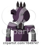 Purple Mech With Rounded Head And Pipes Mouth And Angry Eyes And Three Dark Spikes