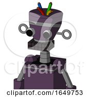 Purple Mech With Vase Head And Keyboard Mouth And Two Eyes And Wire Hair