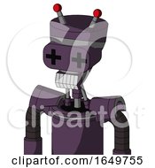 Purple Mech With Vase Head And Teeth Mouth And Plus Sign Eyes And Double Led Antenna