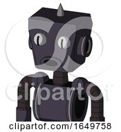 Purple Robot With Box Head And Round Mouth And Two Eyes And Spike Tip