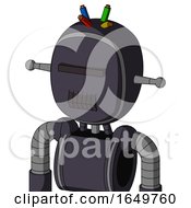 Purple Robot With Bubble Head And Dark Tooth Mouth And Black Visor Cyclops And Wire Hair