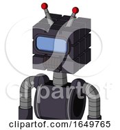 Purple Robot With Cube Head And Dark Tooth Mouth And Large Blue Visor Eye And Double Led Antenna