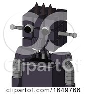 Purple Robot With Cube Head And Speakers Mouth And Two Eyes And Three Dark Spikes