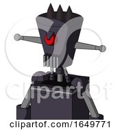 Purple Robot With Cylinder Conic Head And Vent Mouth And Angry Cyclops And Three Dark Spikes