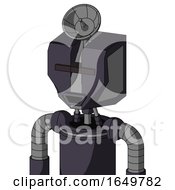 Purple Robot With Mechanical Head And Happy Mouth And Black Visor Cyclops And Radar Dish Hat