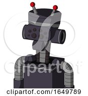 Purple Robot With Vase Head And Speakers Mouth And Bug Eyes And Double Led Antenna