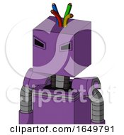 Purple Automaton With Box Head And Angry Eyes And Wire Hair
