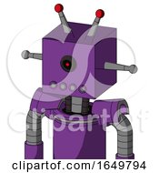 Purple Automaton With Box Head And Pipes Mouth And Black Cyclops Eye And Double Led Antenna