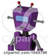 Purple Automaton With Box Head And Sad Mouth And Large Blue Visor Eye And Double Led Antenna
