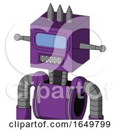 Purple Automaton With Box Head And Square Mouth And Large Blue Visor Eye And Three Spiked