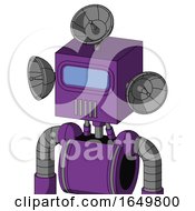 Purple Automaton With Box Head And Vent Mouth And Large Blue Visor Eye And Radar Dish Hat