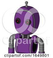 Purple Automaton With Bubble Head And Black Glowing Red Eyes And Single Antenna