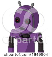 Purple Automaton With Bubble Head And Round Mouth And Black Glowing Red Eyes And Double Antenna