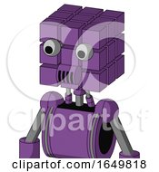 Purple Automaton With Cube Head And Speakers Mouth And Two Eyes