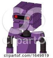 Purple Automaton With Cube Head And Speakers Mouth And Visor Eye