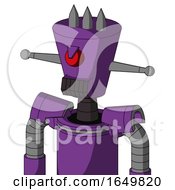Purple Automaton With Cylinder Conic Head And Dark Tooth Mouth And Angry Cyclops And Three Spiked