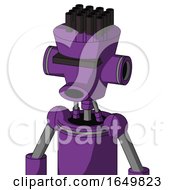 Purple Automaton With Cylinder Conic Head And Round Mouth And Black Visor Cyclops And Pipe Hair