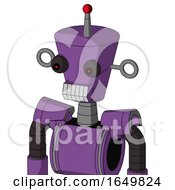 Purple Automaton With Cylinder Conic Head And Teeth Mouth And Red Eyed And Single Led Antenna
